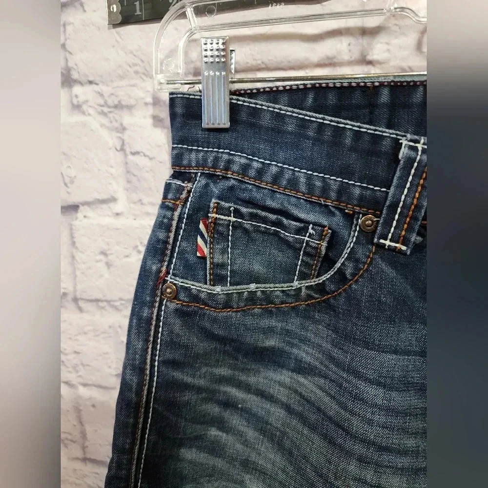 Postage brand deep blue wash denim shorts with fading and whiskering Size 30